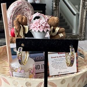 Gold and Purple Hoop Earrings